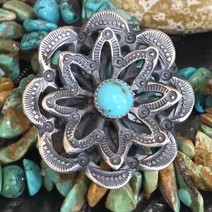Silver and Turquoise Adjustable Ring Kevin Billah Navajo Made (New w/tag)